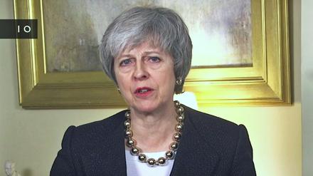 Theresa May, Premierministerin von Großbritannien, während ihrer Videobotschaft zum neuen Jahr. 