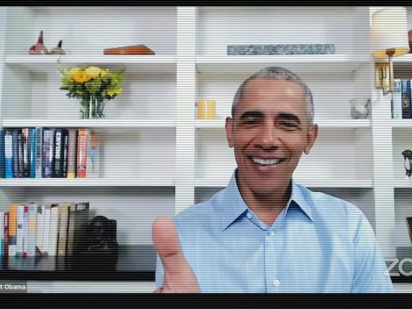 Barack Obama bei einem virtuellen Treffen mit jungen Schwarzen in den USA, mit denen er über Rassismus in den USA sprach.