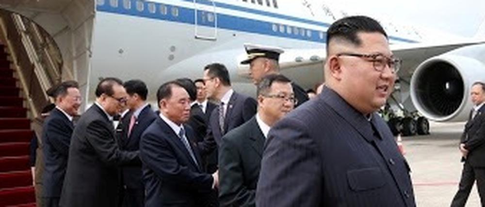 Der Nordkoreanische Machthaber Kim Jong Un bei seiner Ankunft in Singapur.