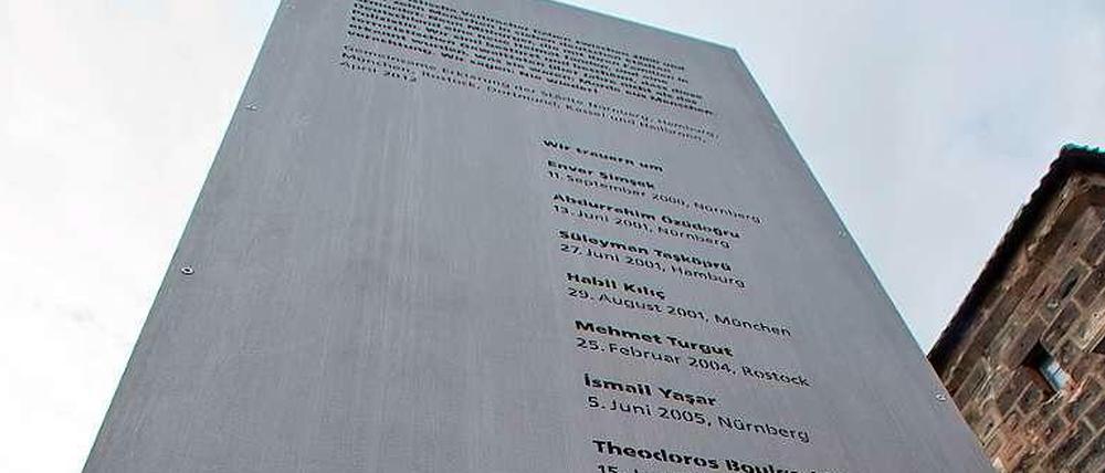 Das Mahnmal in Nürnberg, das die Opfer der NSU auflistet. 
