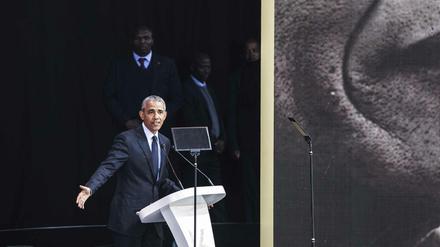 Das Vorbild ehren: Obama bei seiner Rede über Mandelas Wirken.