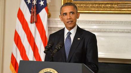 US-Präsident Barack Obama bei einer Ansprache im weißen Haus zum islamistischen Terror im Irak.
