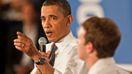 Barack Obama bei einem Auftritt mit Facebook-Chef Zuckerberg: Platz in den Geschichtsbüchern sichern.