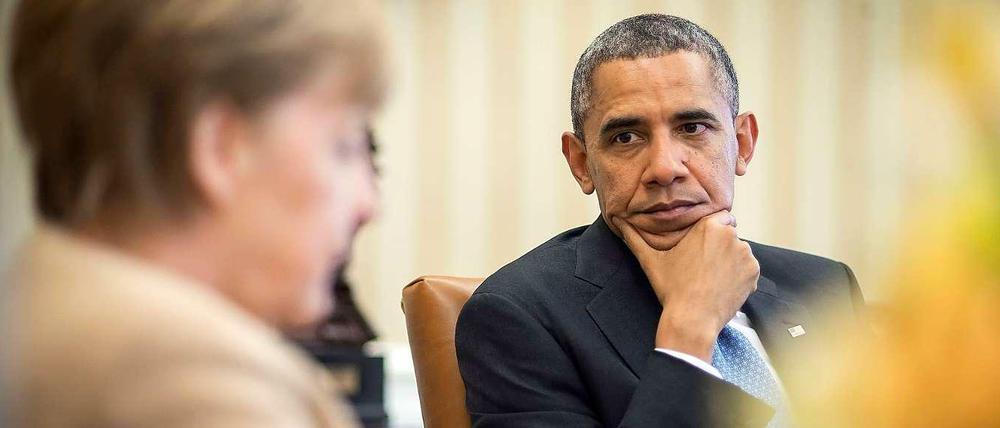 Schwierige Gespräche zwischen US-Präsident Barack Obama und Bundeskanzlerin Angela Merkel.
