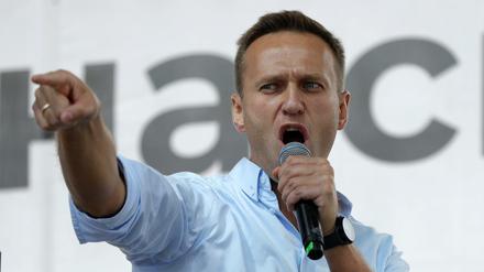 Alexej Nawalny, Oppositionsführer aus Russland, bei einem Protest in Moskau.