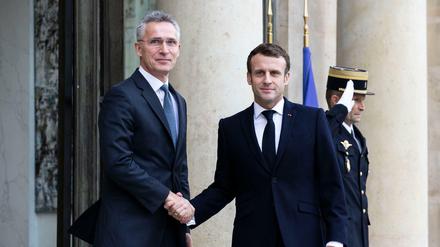 Frankreichs Staatschef Macron (rechts) und Nato-Generalsekretär Stoltenberg am Donnerstag in Paris.