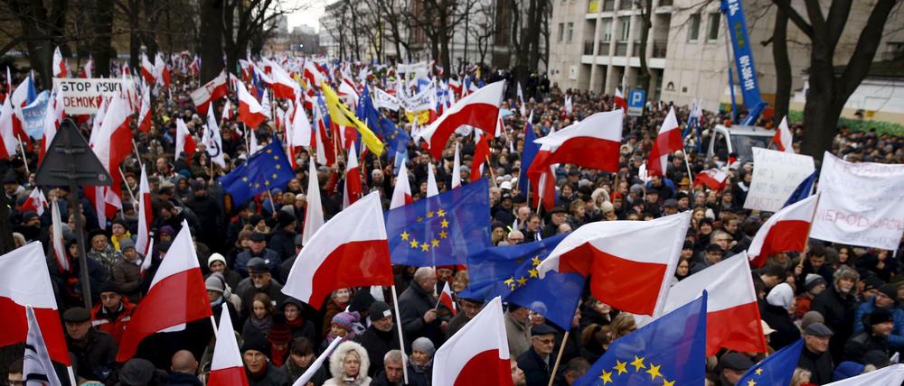 Demonstration von EU-Freunden in Polen.