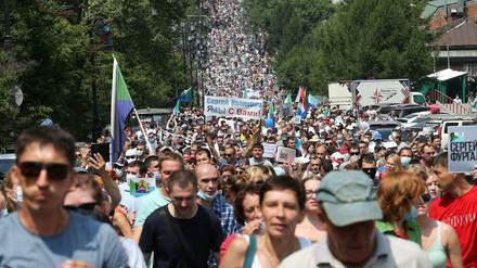 Erneut versammelten sich Zehntausende im Stadtzentrum von Chabarowsk.