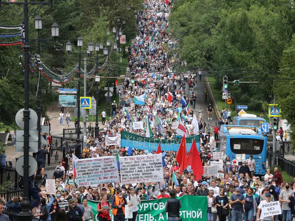 In Chabarowsk demonstrieren seit Wochen Tausende gegen den Kreml. 