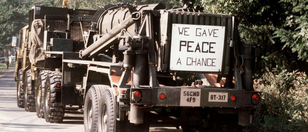 Give peace a chance: Die Nachrüstung der Nato führte zum INF-Abkommen zwischen den USA und Russland.