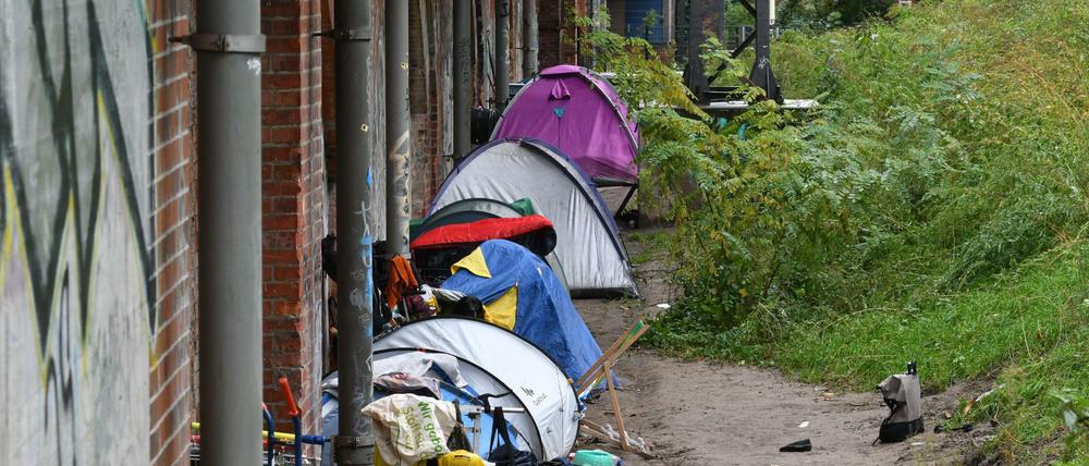 Zelte von Obdachlosen im Tiergarten: ein Aspekt der Sicherheitsdebatte in Berlin.