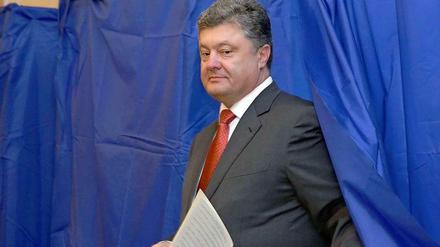 Petro Poroschenko, Präsident der Ukraine, nach seiner Stimmabgabe.