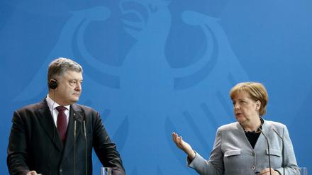 Bundeskanzlerin Angela Merkel und der ukrainische Präsident Petro Poroschenko.