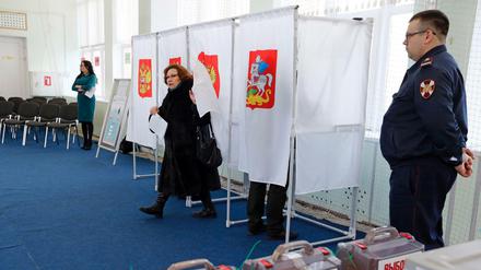 Ein Wahllokal in der russischen Hauptstadt Moskau.