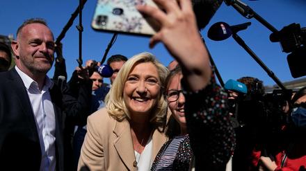 Marine Le Pen, Präsidentschaftskandidatin der rechtsextremen Partei Rassemblement National (RN), während des Wahlkampfs