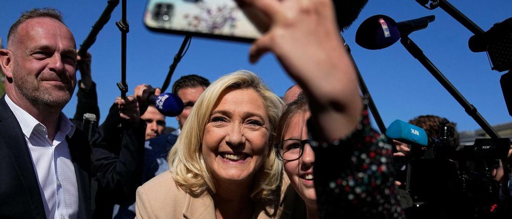 Marine Le Pen, Präsidentschaftskandidatin der rechtsextremen Partei Rassemblement National (RN), während des Wahlkampfs