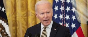 „Kriegsverbrecher“ Putin: US-Präsident Joe Biden hat die Rhetorik gegenüber Russland deutlich verschärft.