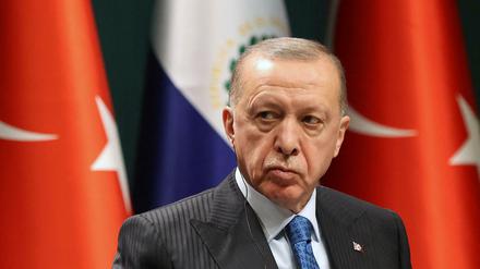 Der türkische Präsident Recep Tayyip Erdogan (am 20. Januar 2022 bei einer Pressekonferenz) 