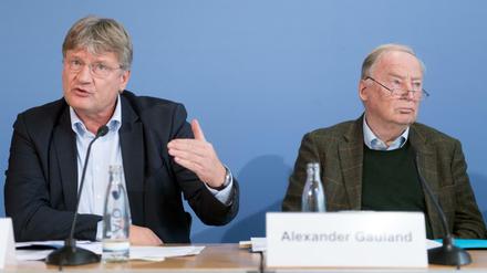 Versuchen die AfD vor dem Verfassungsschutz zu schützen: die Parteichefs Jörg Meuthen (links) und Alexander Gauland.