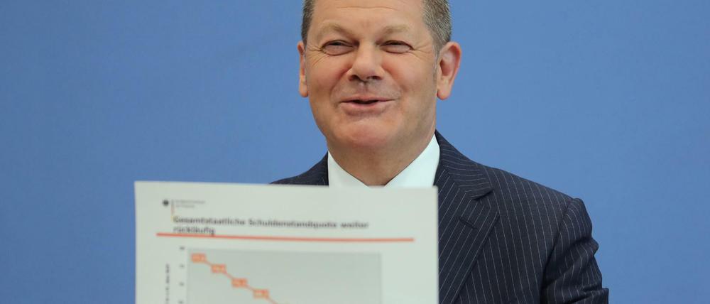 Bundesfinanzminister Olaf Scholz (SPD) bei einer Pressekonferenz zum Haushalt 2018.