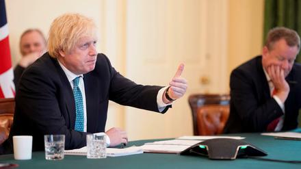 Der britische Premierminister Boris Johnson nimmt am Montag an einer Videokonferenz mit EU-Spitzenvertretern teil.