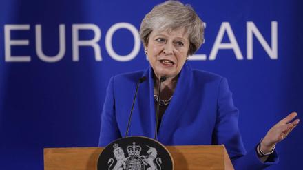 Die britische Premierministerin Theresa May auf der Pressekonferenz am Ende des EU-Gipfels.