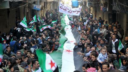 Die Waffenruhe macht's möglich: In Aleppo konnten vor einigen Tagen Menschen auf die Straße gehen, um gegen Assads Regime zu protestieren.