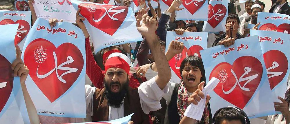 Demonstranten in Kabul protestieren am Donnerstag (20. September).