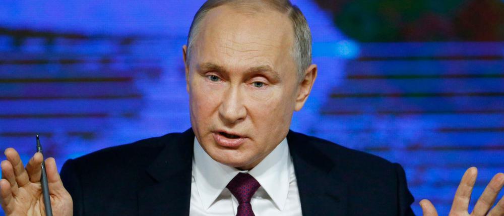 Wladimir Putin, Präsident von Russland, hält seine traditionelle Jahrespressekonferenz. 