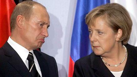 Russlands Präsident Wladimir Putin und Bundeskanzlerin Angela Merkel