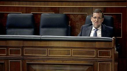 Allein auf der Regierungsbank: Spaniens Ministerpräsident Mariano Rajoy.