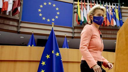 Wohin, Europa? Ursula von der Leyen, Präsidentin der Europäischen Kommission, kommt ins Europäische Parlament um während der Plenarsitzung ihre erste Rede zur Lage der Union zu halten.