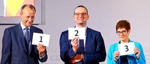 Die Drei von der CDU: Friedrich Merz, Jens Spahn und Annegret Kramp-Karrenbauer bei einer der Regionalkonferenzen.