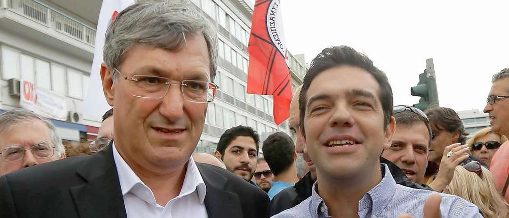 Riexinger in Athen gemeinsam mit Alexis Tsipras, Wortführer der griechischen Linken.