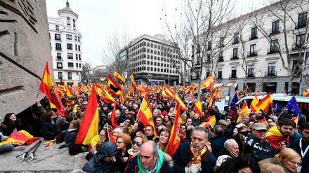 Demonstranten im Zentrum von Madrid.