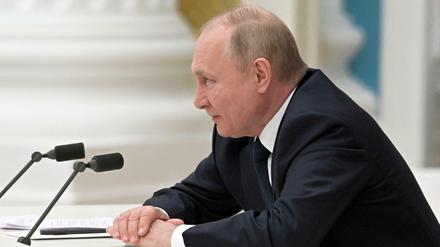 Wladimir Putin bei einem Treffen im Kreml am Donnerstag. 