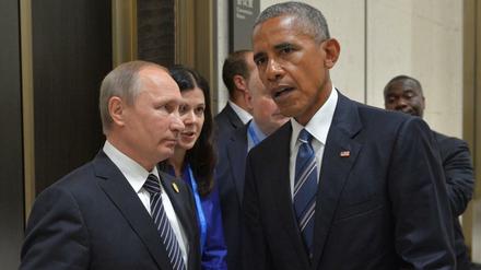 Am Rande des Gipfels im chinesischen Hangzhou: Russlands Präsident Wladimir Putin und US-Präsident Barack Obama im Gespräch. 