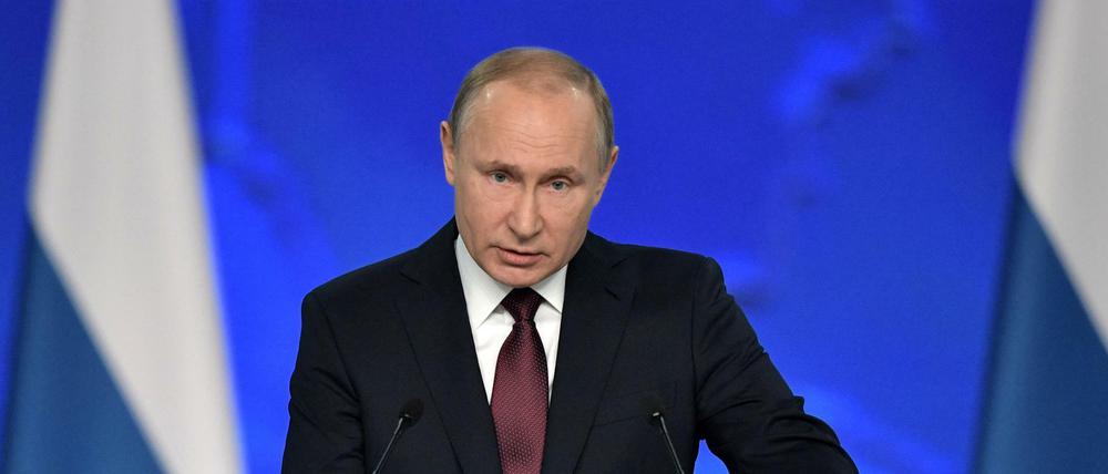 Russlands Präsident Wladimir Putin bei seiner Rede zur Lage der Nation.