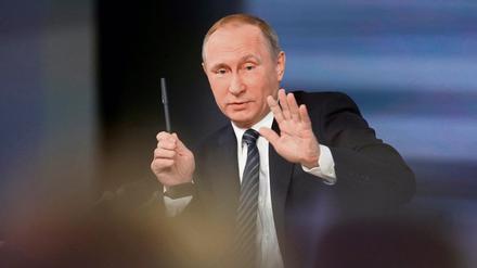 Sorgfältige Inszenierung. Putin sprach am Donnerstag vor fast 1400 Journalisten. 