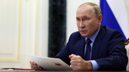 Der russische Präsident Wladimir Putin bei einer Konferenz in Moskau