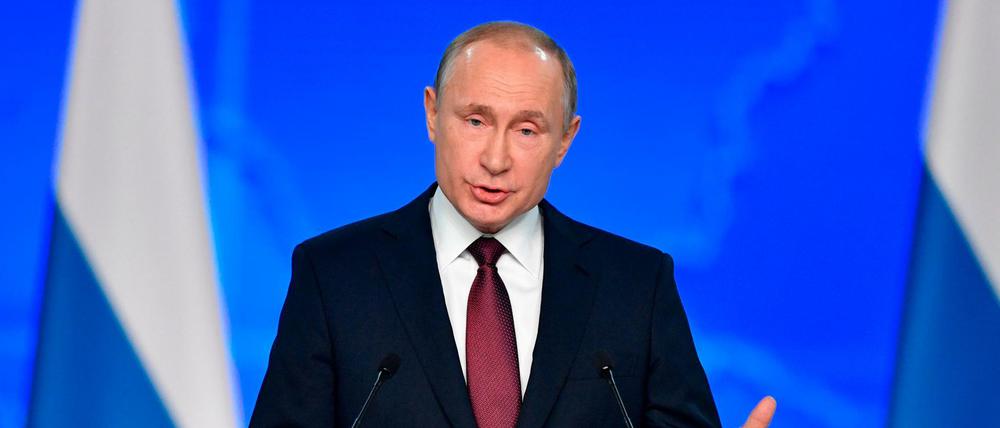 Wladimir Putin, Präsident von Russland, bei seiner Rede zur Lage der Nation.