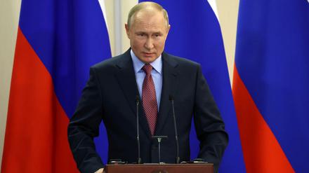 Der russsische Präsident Wladimir Putin bei einer Pressekonferenz.
