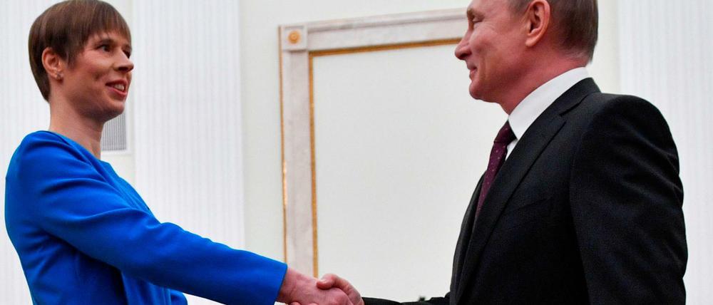 Russlands Staatschef Wladimir Putin und die estnische Präsidentin Kersti Kaljulaid in der vergangenen Woche im Kreml.