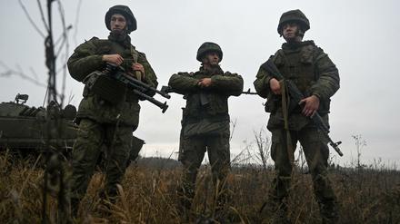 Russische Soldaten bei einer Übung in der Region Rostow im Dezember 2021. 