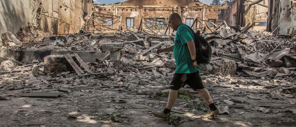 Zerstörung im Ort Lysychansk in der Region Luhansk