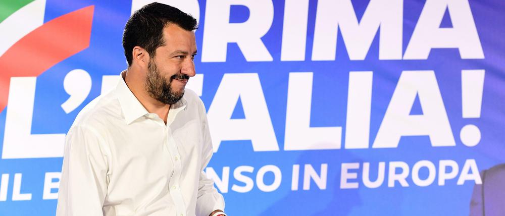 Sein Triumph: Matteo Salvini kommentiert die Wahl am Montag.