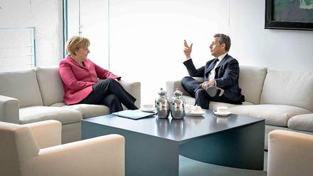 Wiedersehen in Berlin. Kanzlerin Merkel und Frankreichs Ex-Präsident Sarkozy im vergangenen Februar im Kanzleramt.