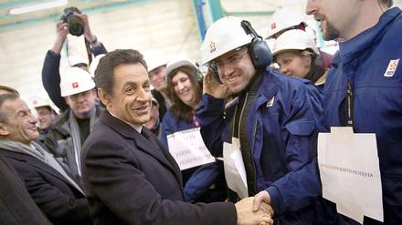 Nicolas Sarkozy im Wahlkampf: Hier im Atomkraftwerk Fessenheim.