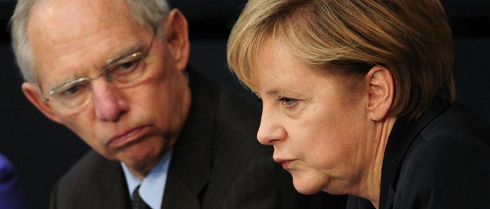 Finanzminister Schäuble und Kanzlerin Merkel.