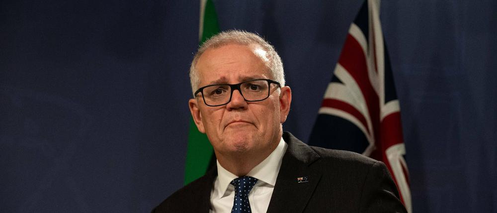 Ex-Premier Scott Morrison bei einer Pressekonferenz am Mittwoch in Sydney.